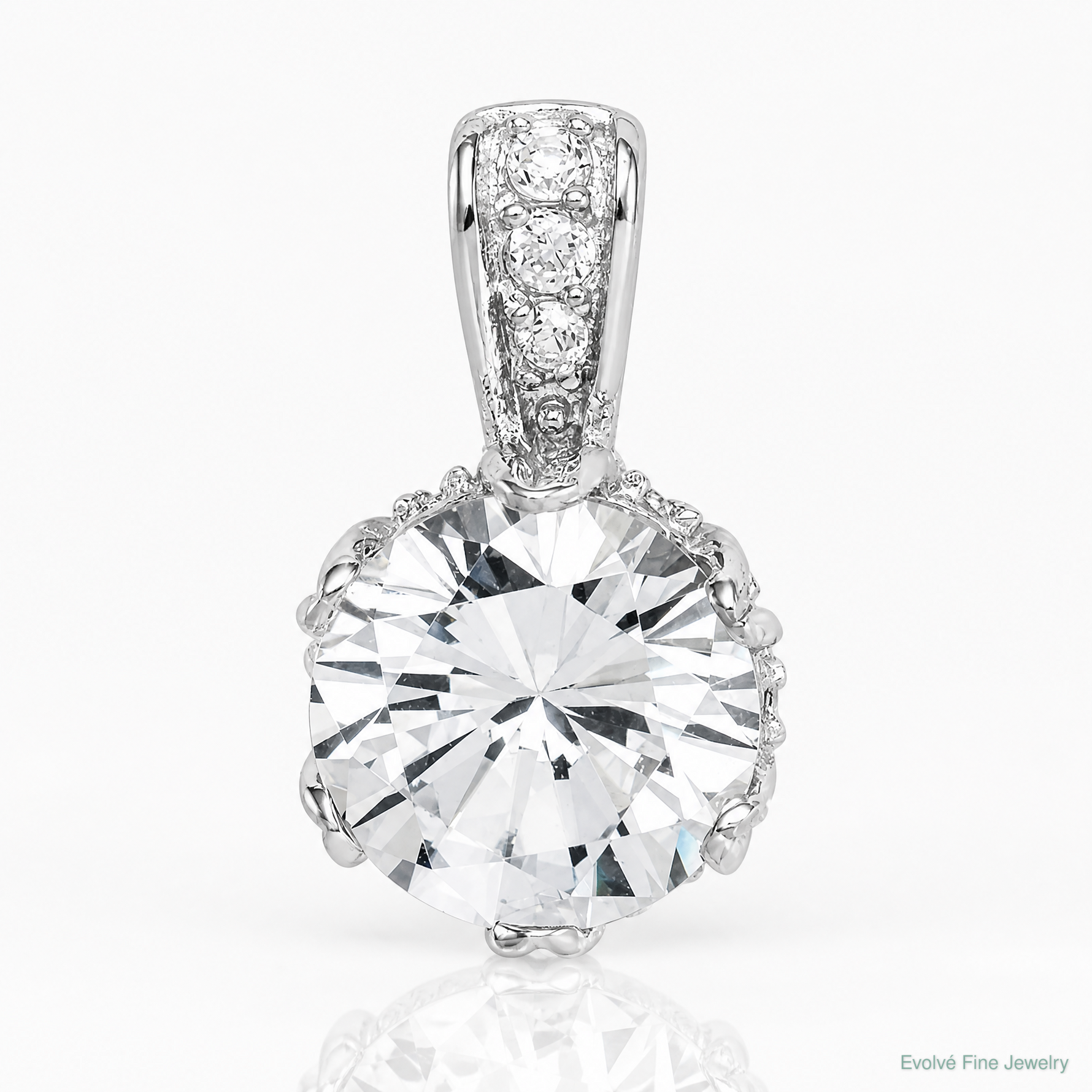 Sterling Silver Rhodium-plated CZ Pendant - Lifestyle View