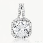 Sterling Silver Rhodium-platedCZ Halo Pendant - Lifestyle View