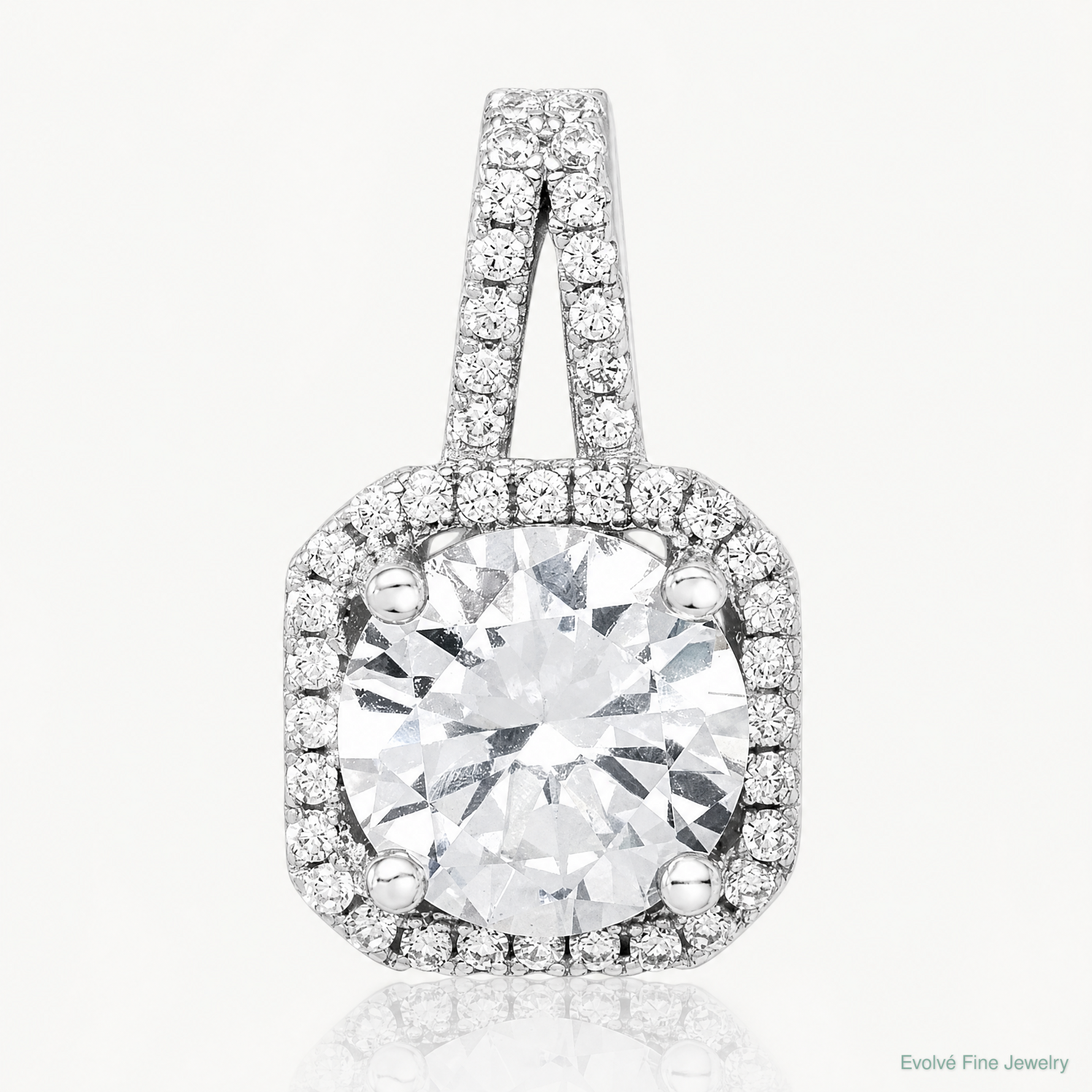 Sterling Silver Rhodium-platedCZ Halo Pendant - Lifestyle View
