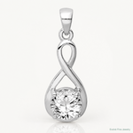 Sterling Silver Rhodium-plated 6.5mm CZ Teardrop Pendant - Lifestyle View