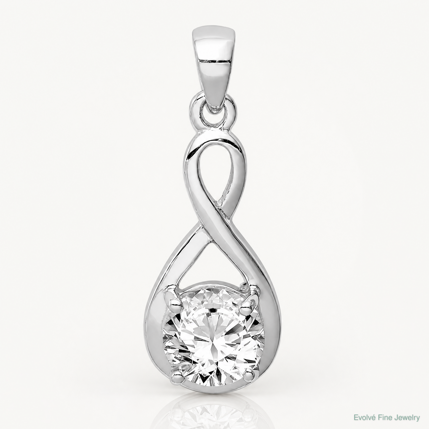 Sterling Silver Rhodium-plated 6.5mm CZ Teardrop Pendant - Lifestyle View
