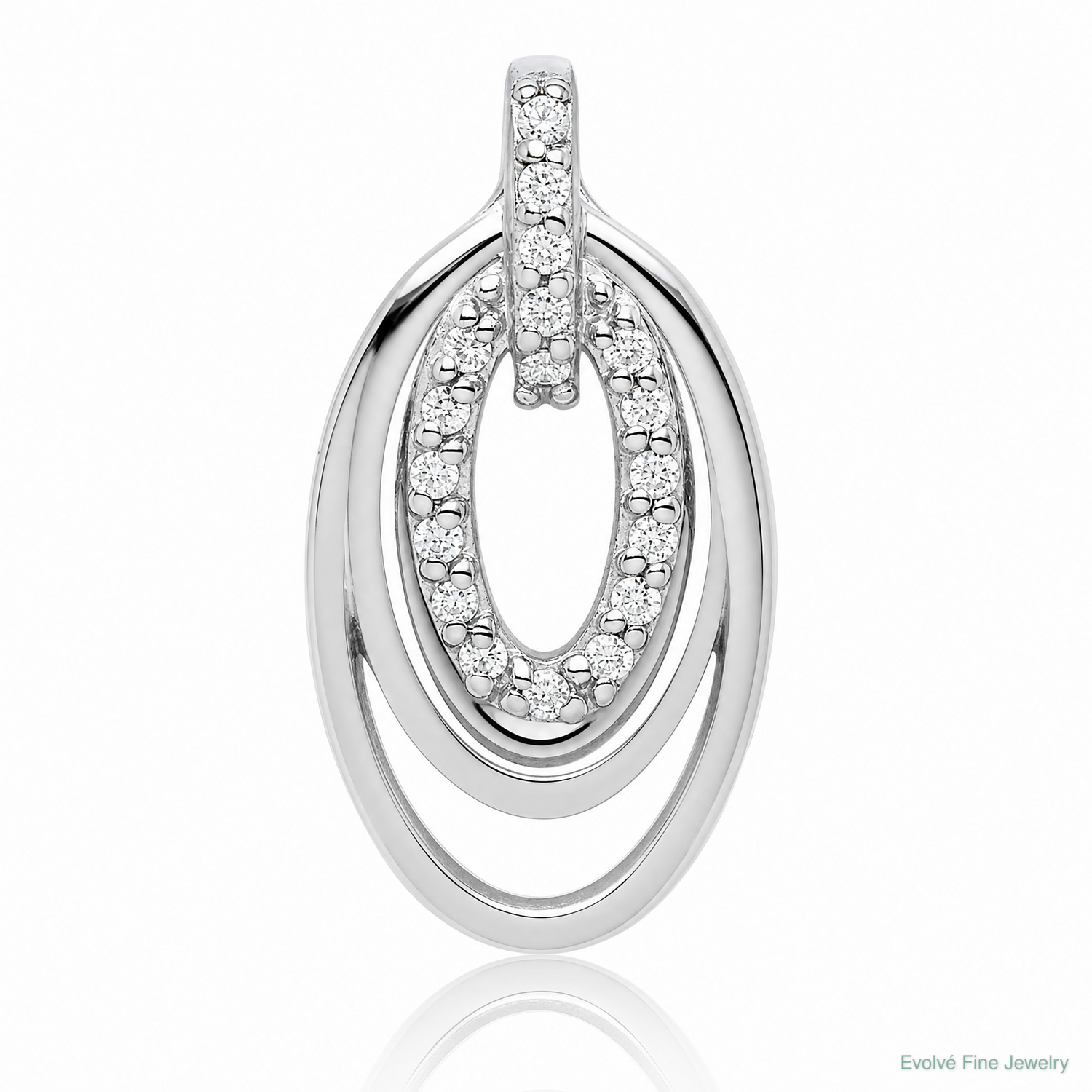 Sterling Silver Rhodium-plated CZ 3-Oval Chain Slide - Lifestyle View