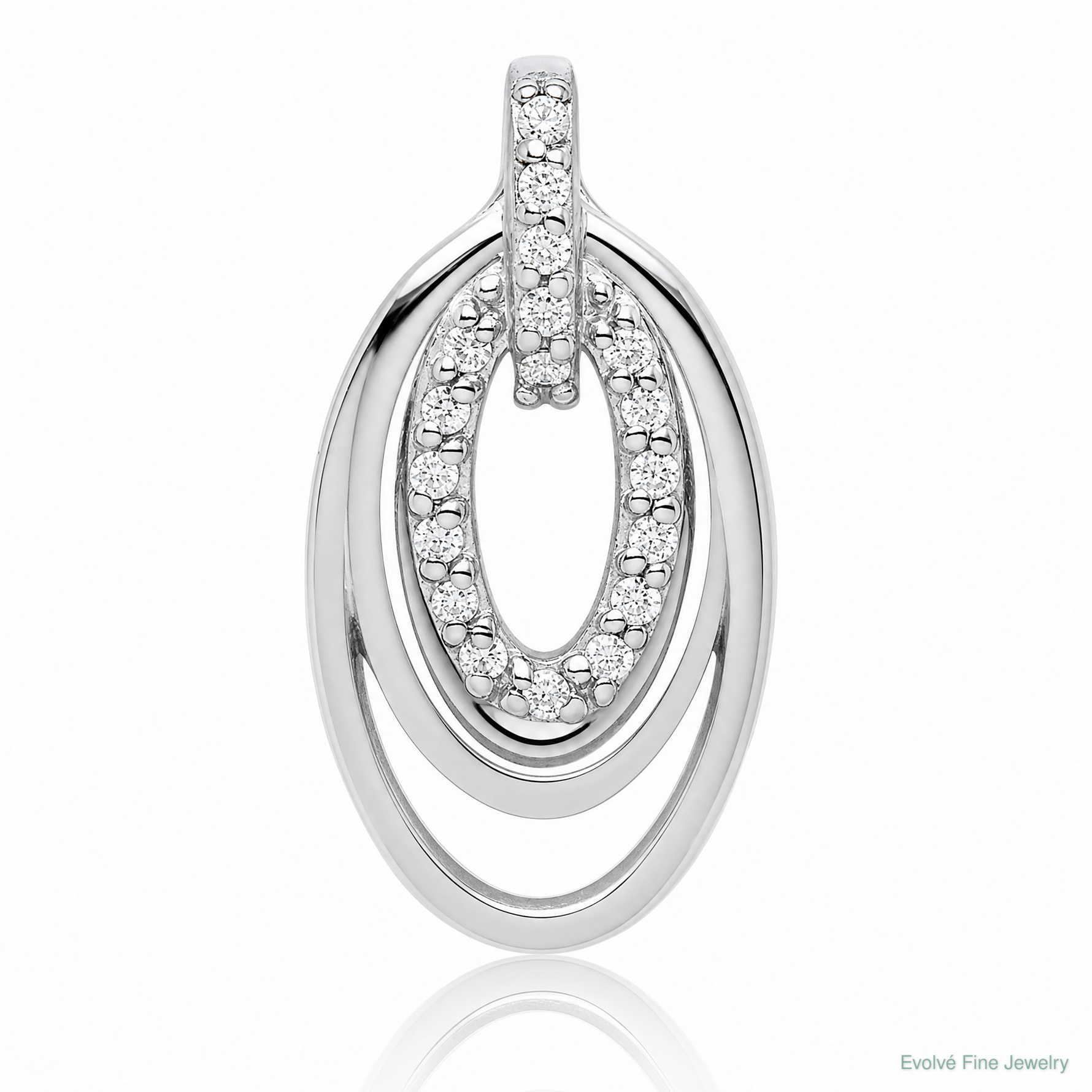 Sterling Silver Rhodium-plated CZ 3-Oval Chain Slide - Lifestyle View
