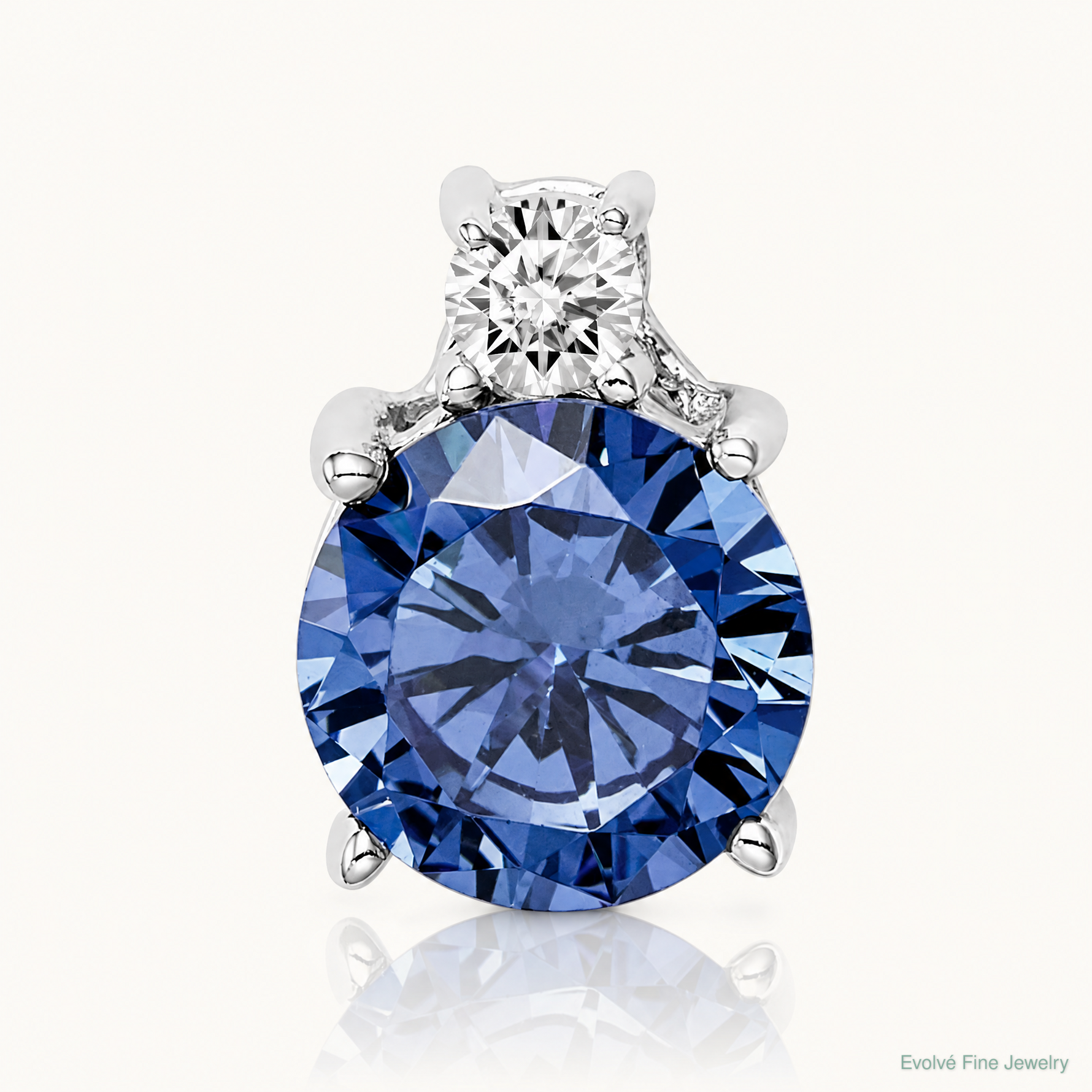 Sterling Silver Rhodium-plated Blue and White CZ Chain Slide - Lifestyle View