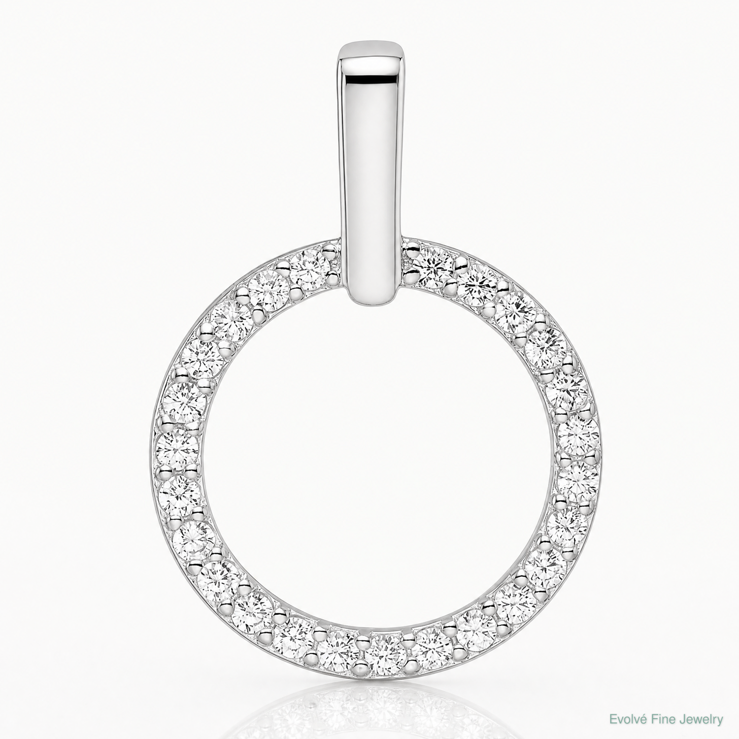 Sterling Silver Polished CZ Circle Pendant - Lifestyle View
