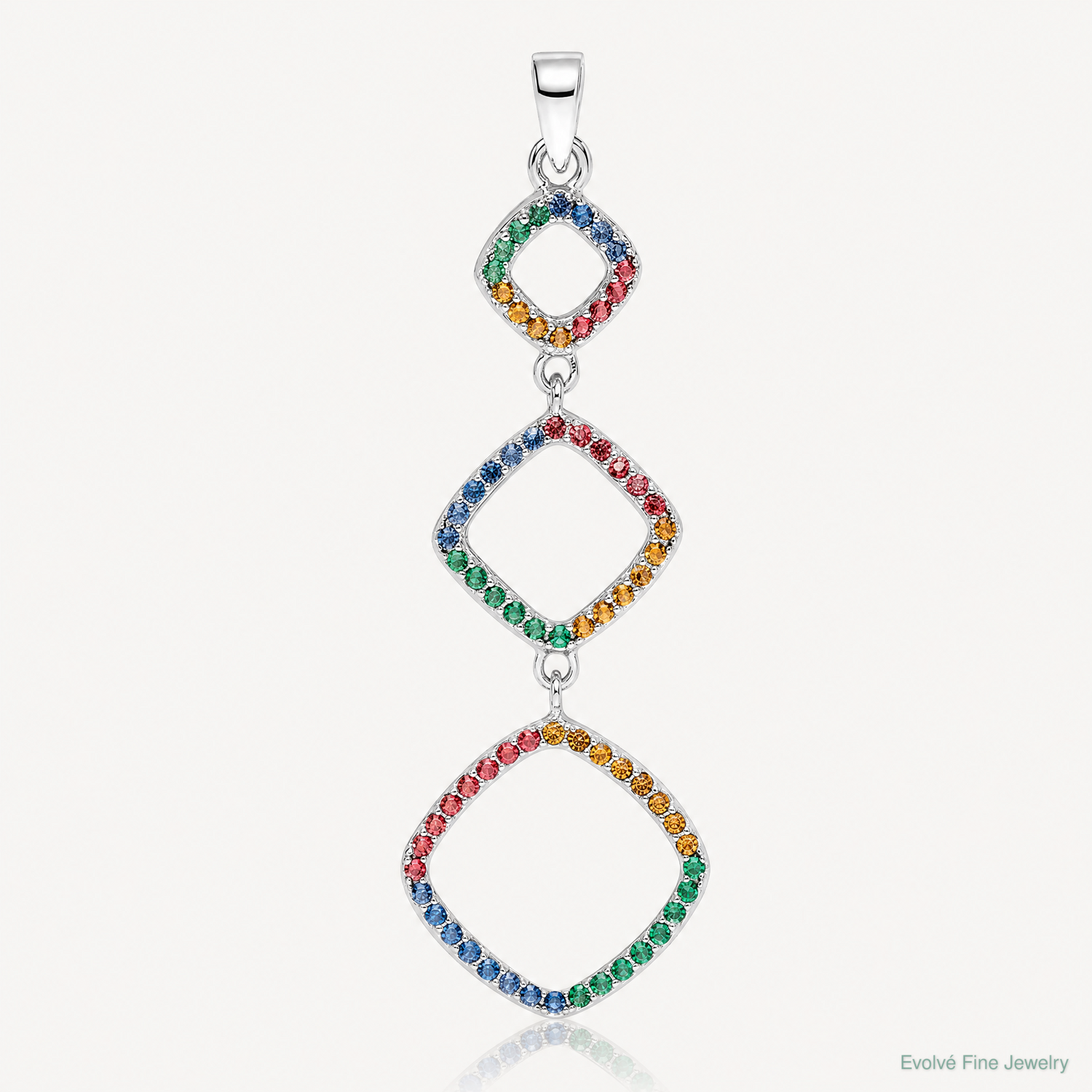 Sterling Silver Rhodium-plated Multi-color Nano Crystal Pendant - Lifestyle View