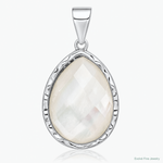 Sterling Silver Rhodium-plated Glass Teardrop Pendant - Lifestyle View