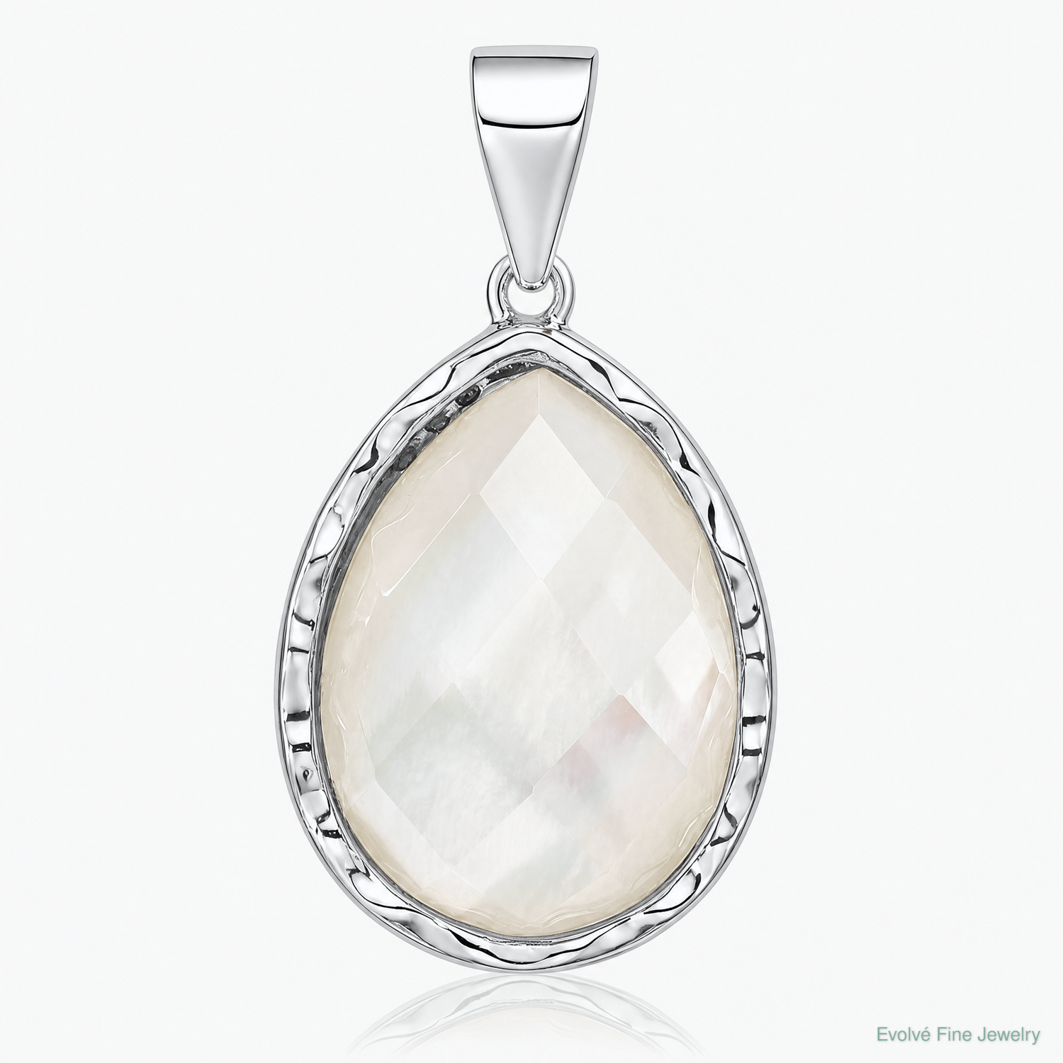 Sterling Silver Rhodium-plated Glass Teardrop Pendant - Lifestyle View