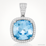 Sterling Silver Rhodium-plated CZ & Blue Crystal Pendant - Lifestyle View