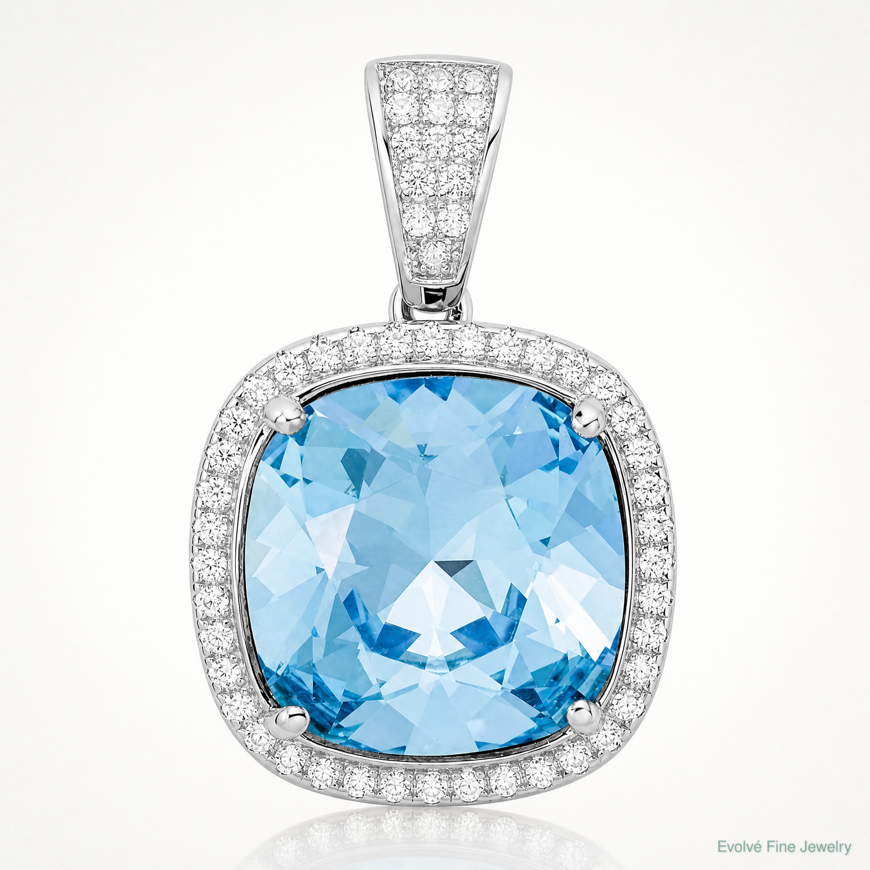 Sterling Silver Rhodium-plated CZ & Blue Crystal Pendant - Lifestyle View