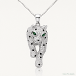 Sterling Silver Blk/White Rhodium-plated Polished CZ Cheetah Pendant - Lifestyle View