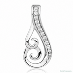 Sterling Silver Rh-plated Polished CZ Swirl Chain Slide - Lifestyle View