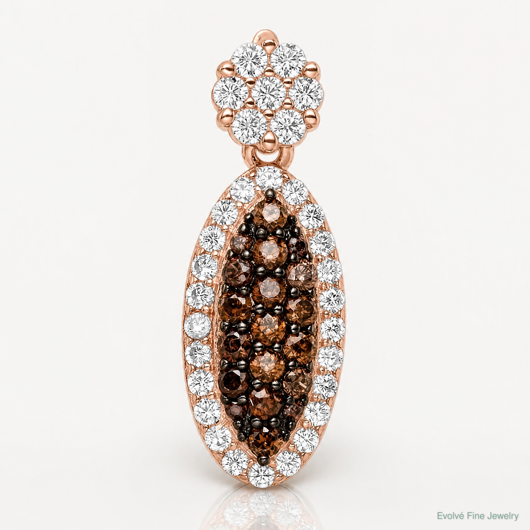 Sterling Silver Rose-tone Black Rhodium-plated CZ Pendant - Lifestyle View