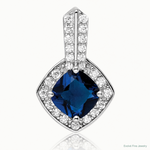 Sterling Silver Rhodium-plated CZ and Blue Glass Pendant - Lifestyle View