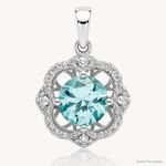 Sterling Silver Rhodium plated Aqua & White CZ Pendant - Lifestyle View