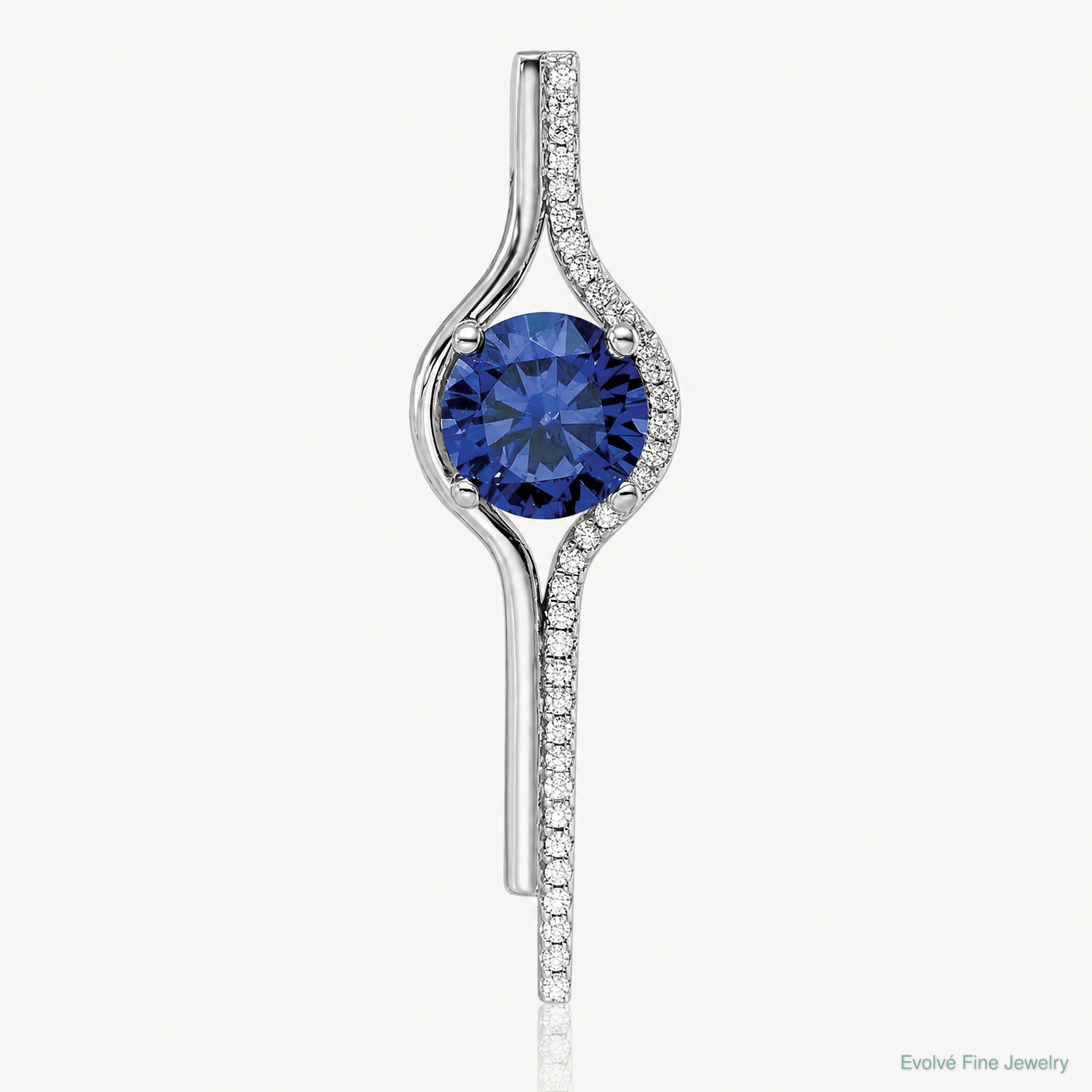 Sterling Silver Rhodium plated Blue & White CZ Slide Pendant - Lifestyle View