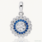 Sterling Silver Rhodium-plated Polished Blue & White CZ Pendant - Lifestyle View
