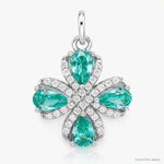 Sterling Silver Rhodium plated Teal & White CZ Pendant - Lifestyle View