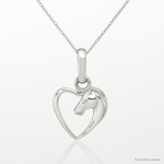 Sterling Silver Rhodium-plated Open Heart Horse Head Pendant - Lifestyle View