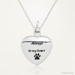 Sterling Silver Rh-plated Enamel Heart with Paw Print Ash Holder Pendant - Lifestyle View