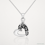 Sterling Silver Rhodium-plated Enamel Heart with Paw Prints Pendant - Lifestyle View