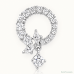 Sterling Silver Rhod-plated CZ Circle Chain Slide Pendant - Lifestyle View