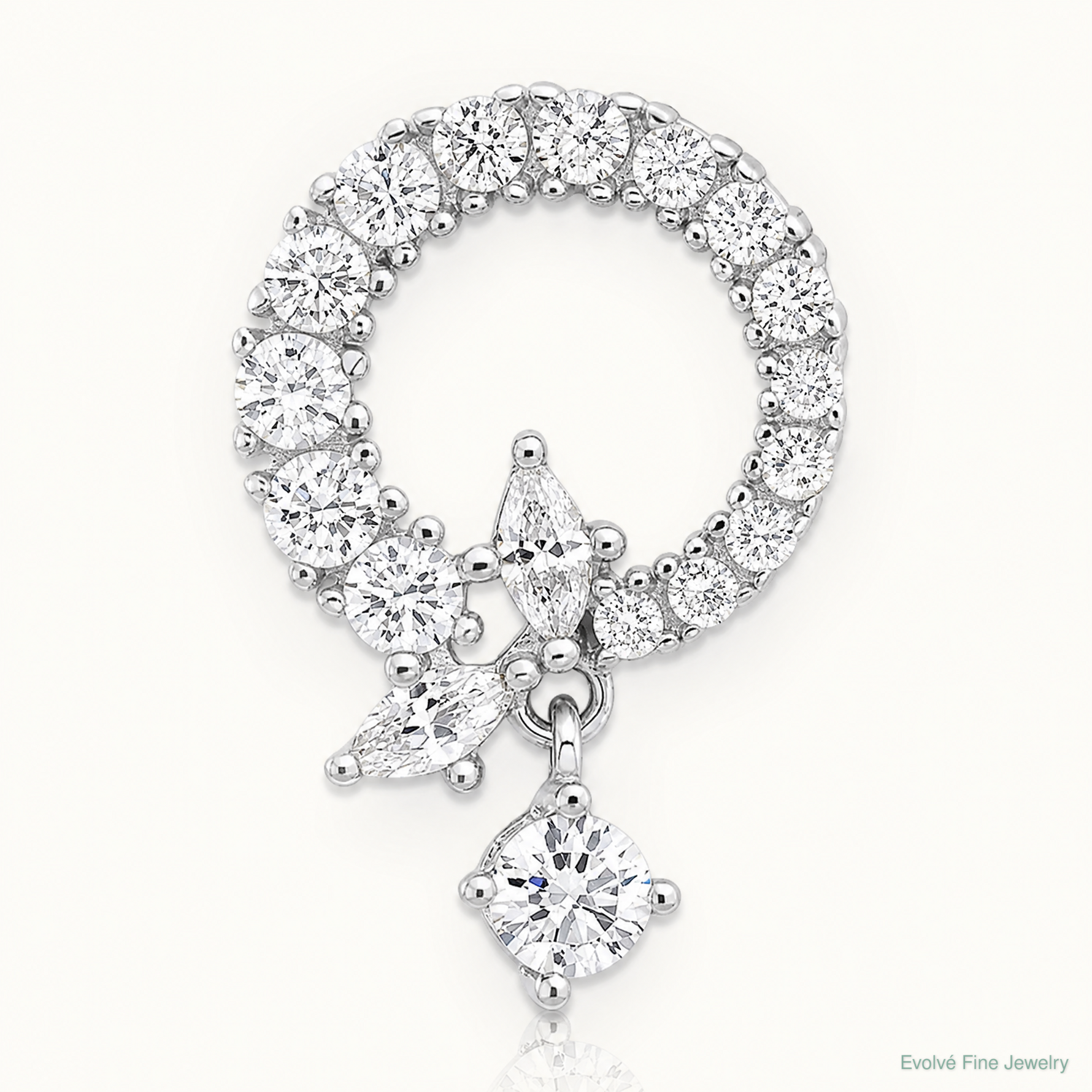 Sterling Silver Rhod-plated CZ Circle Chain Slide Pendant - Lifestyle View