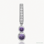 Sterling Silver Rhodium-plated Polished Purple CZ Chain Slide - Lifestyle View