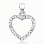 Sterling Silver Rhodium-plated CZ Heart Pendant - Lifestyle View