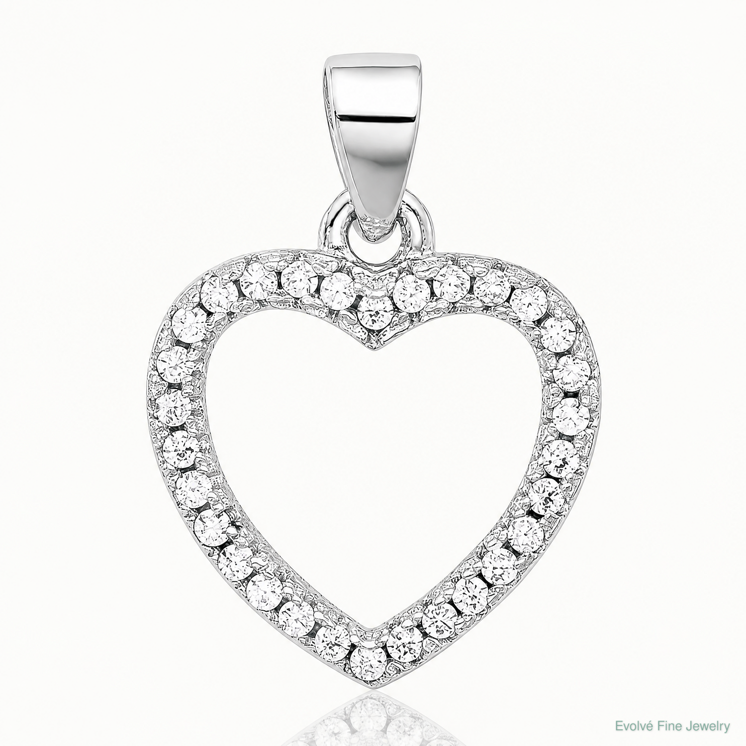 Sterling Silver Rhodium-plated CZ Heart Pendant - Lifestyle View
