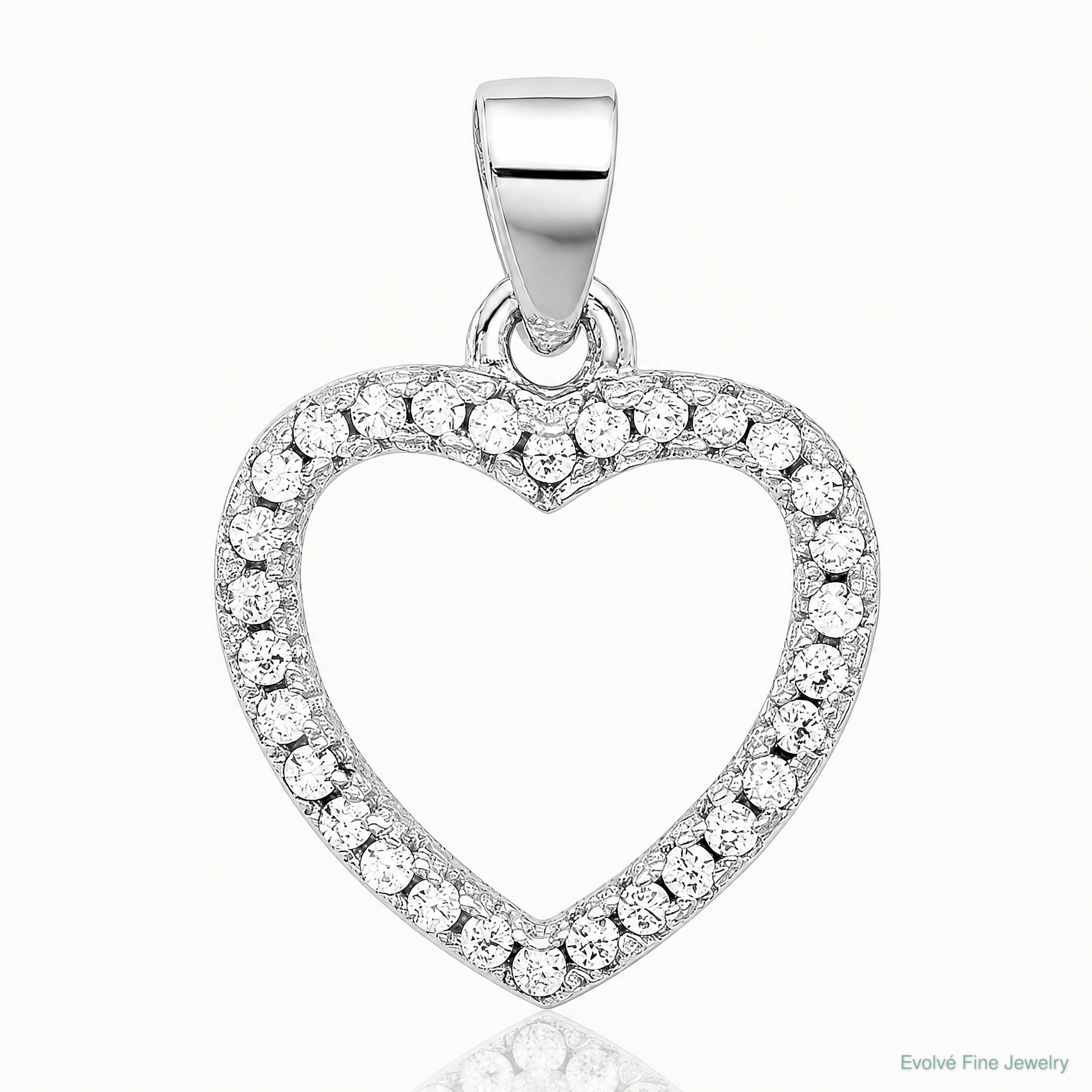 Sterling Silver Rhodium-plated CZ Heart Pendant - Lifestyle View