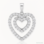 Sterling Silver Rhodium-plated CZ Double Heart Pendant - Lifestyle View
