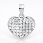 Sterling Silver Rhodium-plated Polished and CZ Pave Heart Pendant - Lifestyle View