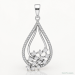 Pure Fire Sterling Silver Rhodium-plated Fancy CZ Drop Pendant - Lifestyle View