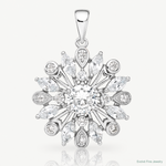 Sterling Silver Rhodium-plated CZ Floral Pendant - Lifestyle View