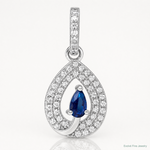 Sterling Silver Rhodium-plated Blue and White CZ Teardrop Pendant - Lifestyle View
