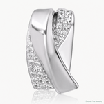 Sterling Silver Rhodium-plated Polished Fancy CZ Chain Slide Pendant - Lifestyle View