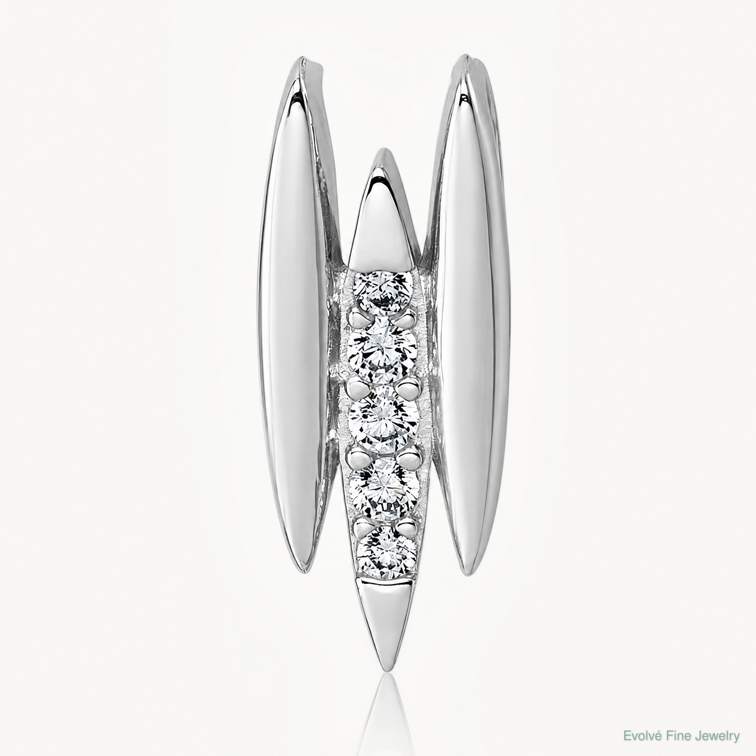 Sterling Silver Rhodium-plated CZ Chain Slide Pendant - Lifestyle View