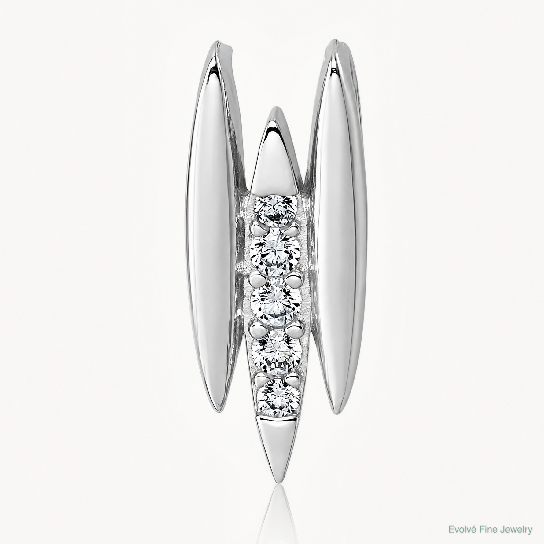 Sterling Silver Rhodium-plated CZ Chain Slide Pendant - Lifestyle View