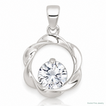 Sterling Silver Polished CZ Twisted Circle Pendant - Lifestyle View