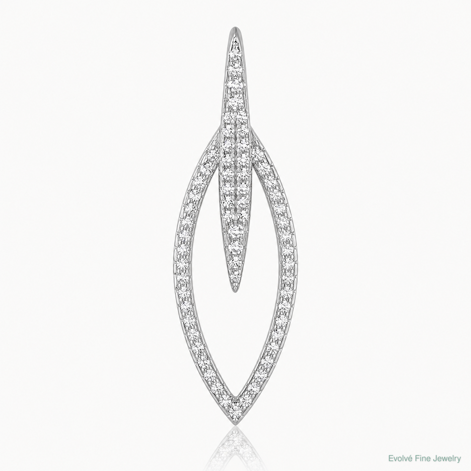 Sterling Silver Rhodium-plated CZ Oval Pendant - Lifestyle View