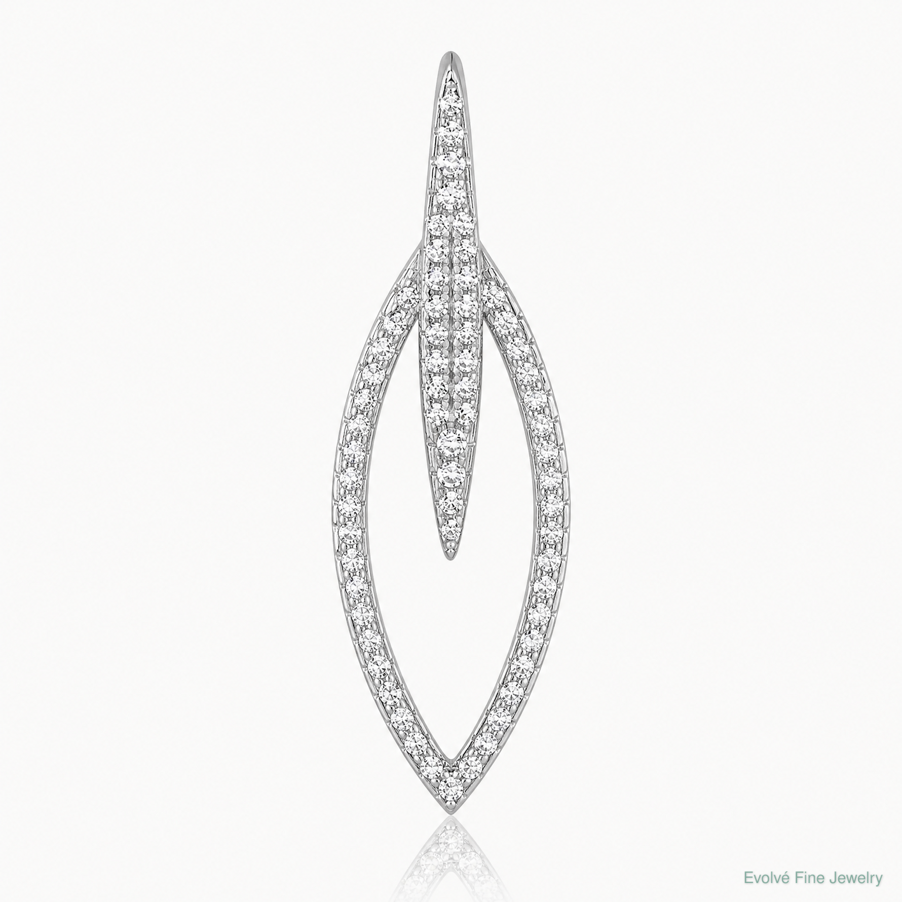 Sterling Silver Rhodium-plated CZ Oval Pendant - Lifestyle View