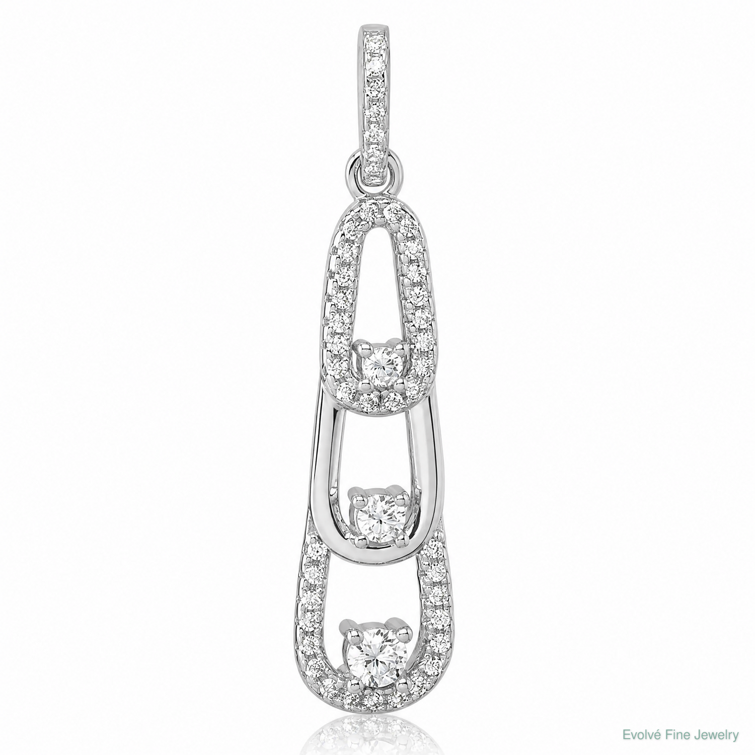 Sterling Silver Rhodium-plated CZ Dangle Pendant - Lifestyle View