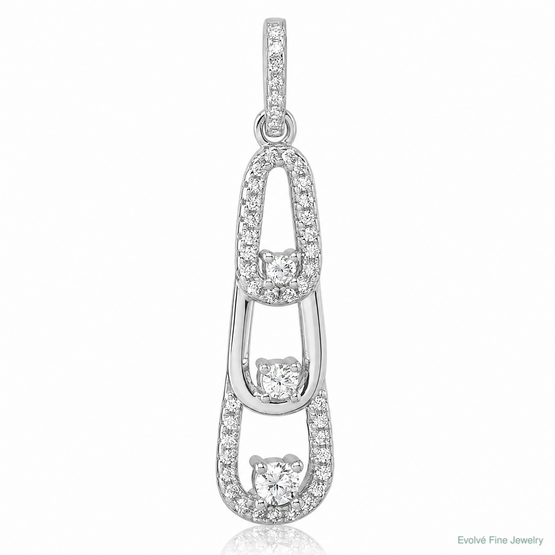 Sterling Silver Rhodium-plated CZ Dangle Pendant - Lifestyle View
