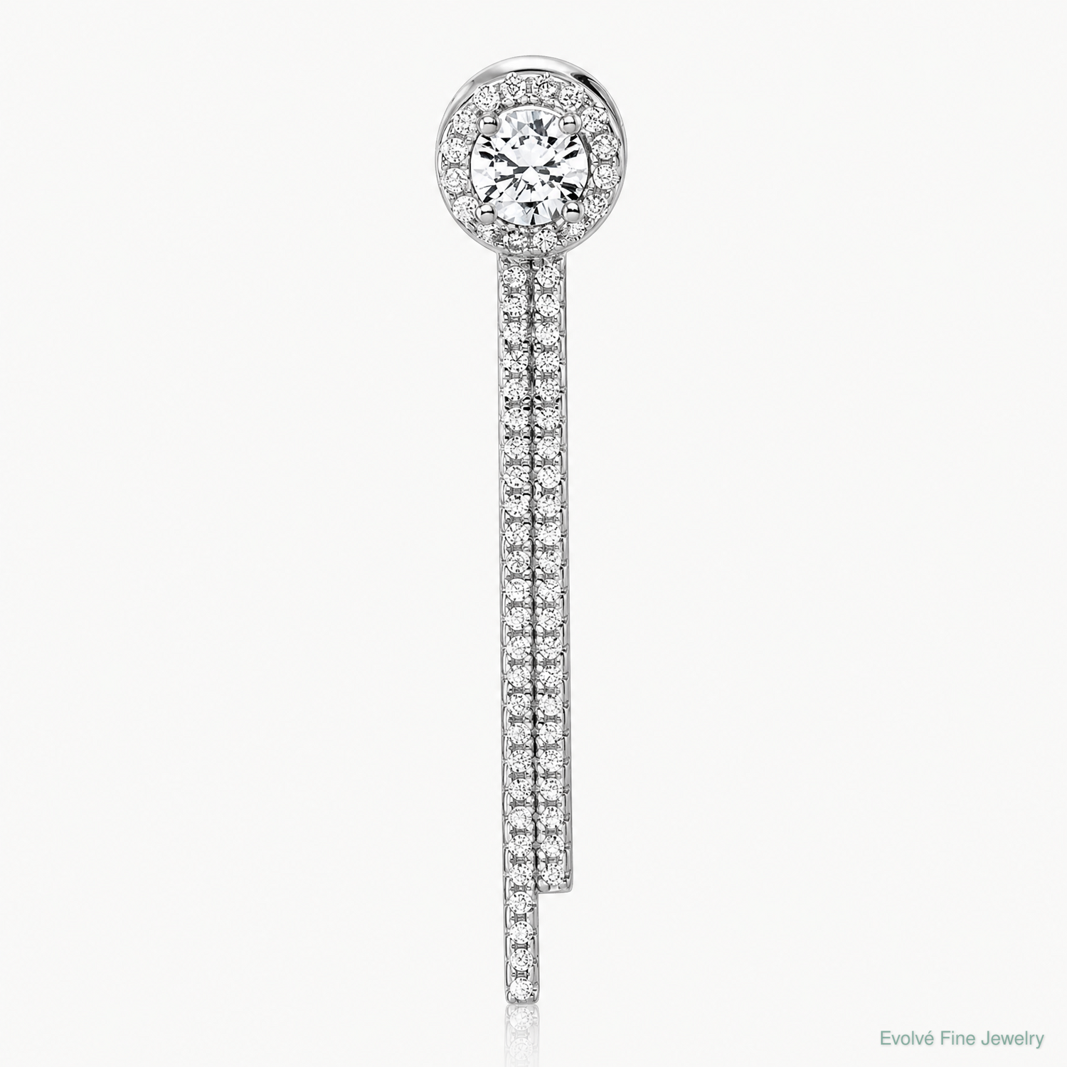 Sterling Silver Rhodium-plated CZ Dangle Bar Chain Slide Pendant - Lifestyle View