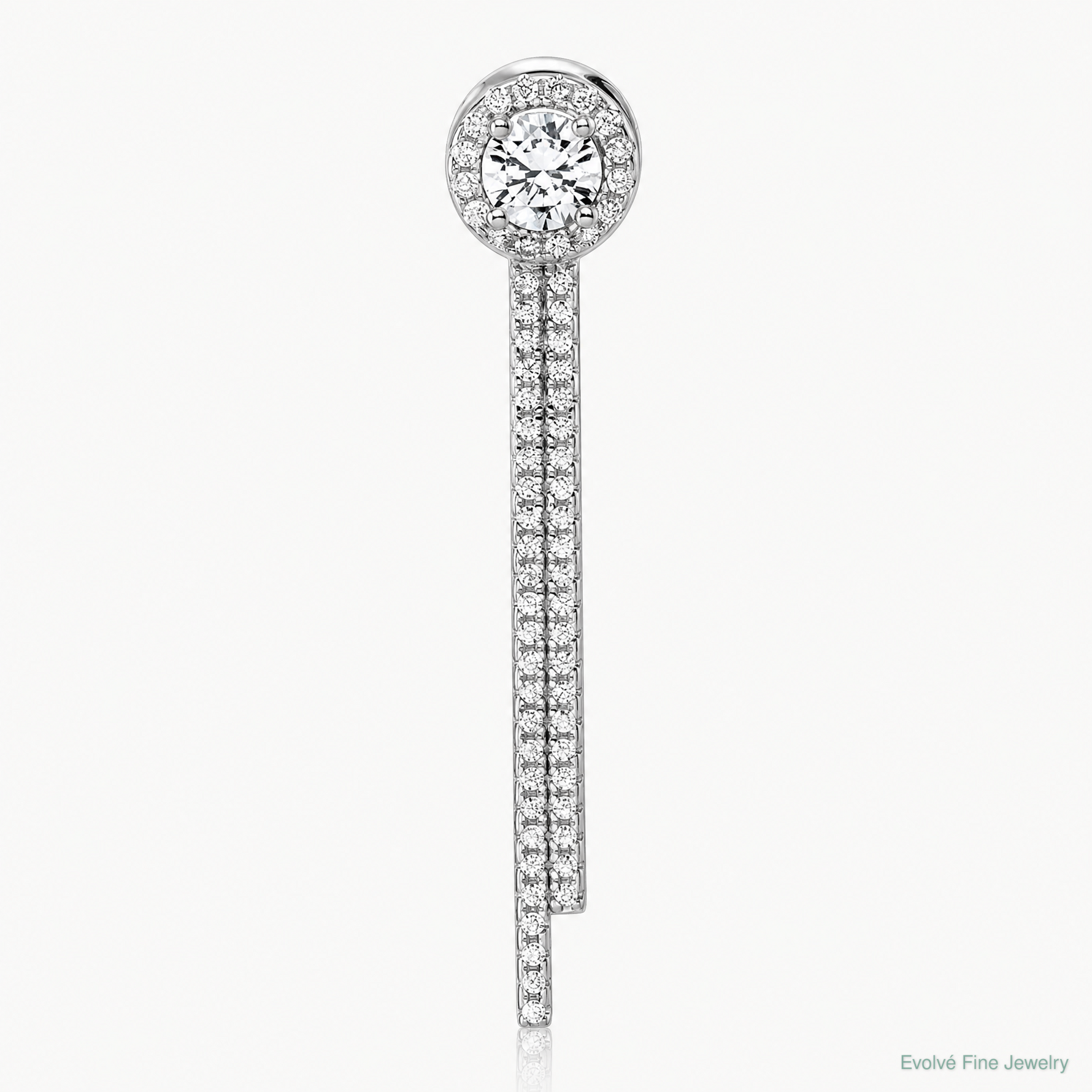 Sterling Silver Rhodium-plated CZ Dangle Bar Chain Slide Pendant - Lifestyle View