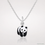 SS Madi K RH-plated Enamel Black And White Panda Children's Pendant - Lifestyle View