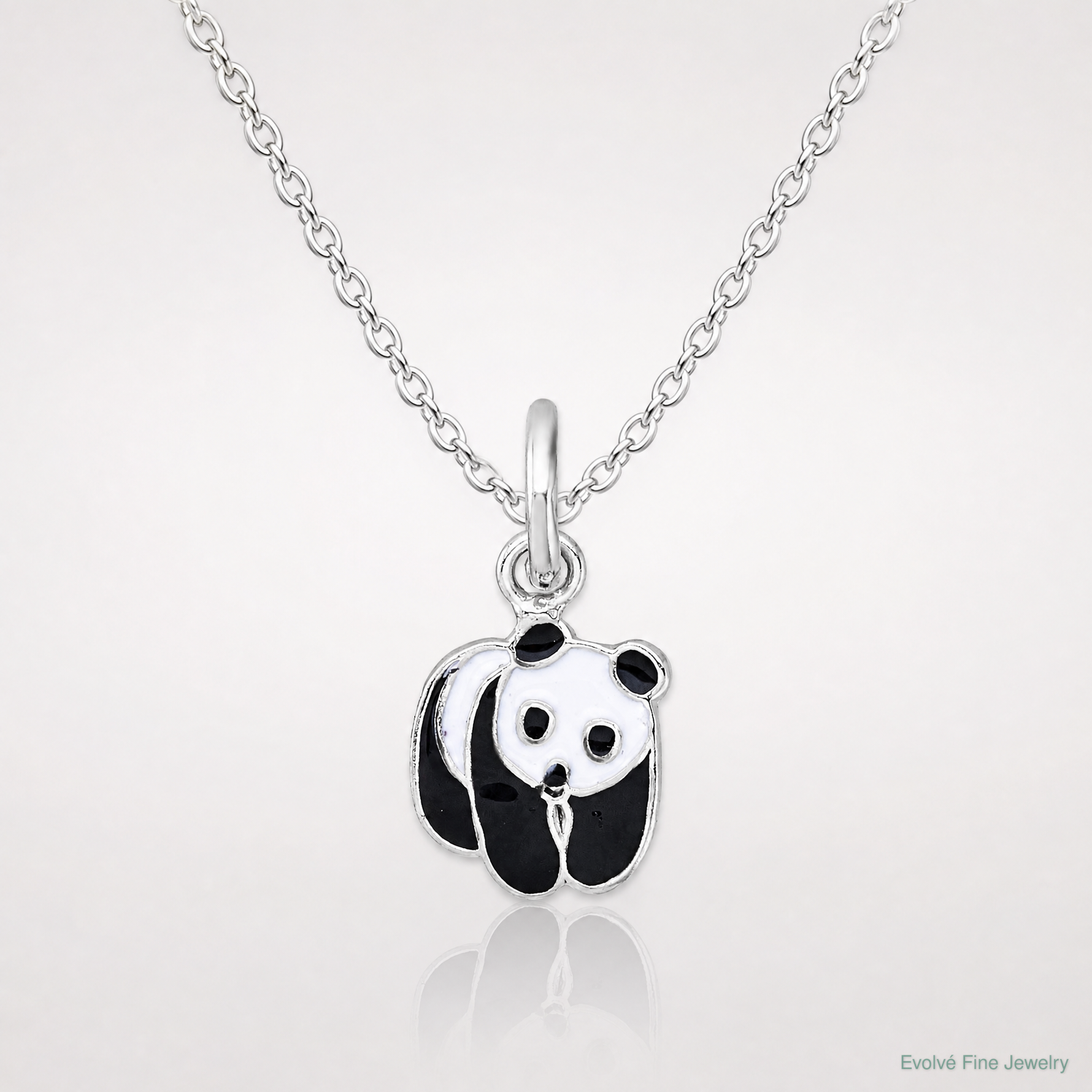 SS Madi K RH-plated Enamel Black And White Panda Children's Pendant - Lifestyle View