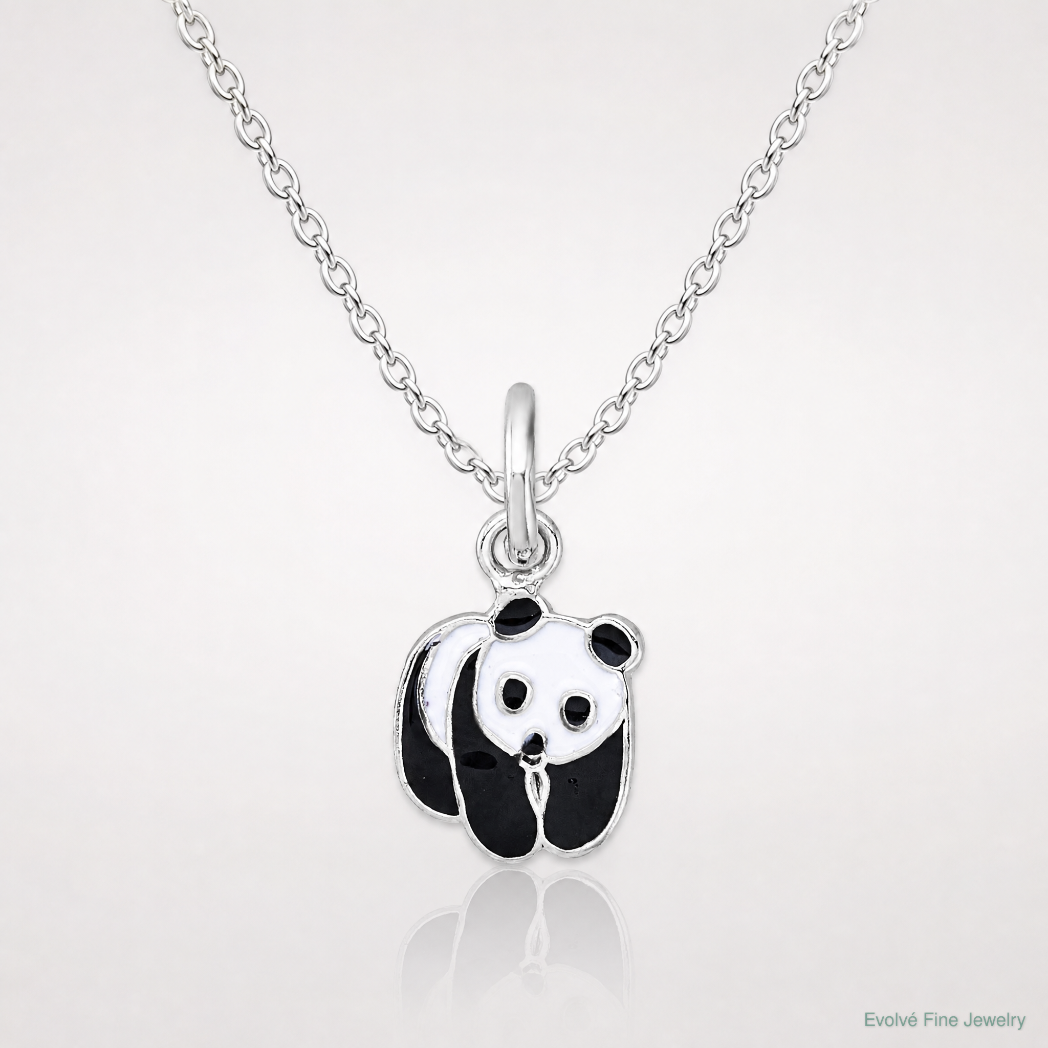 SS Madi K RH-plated Enamel Black And White Panda Children's Pendant - Lifestyle View