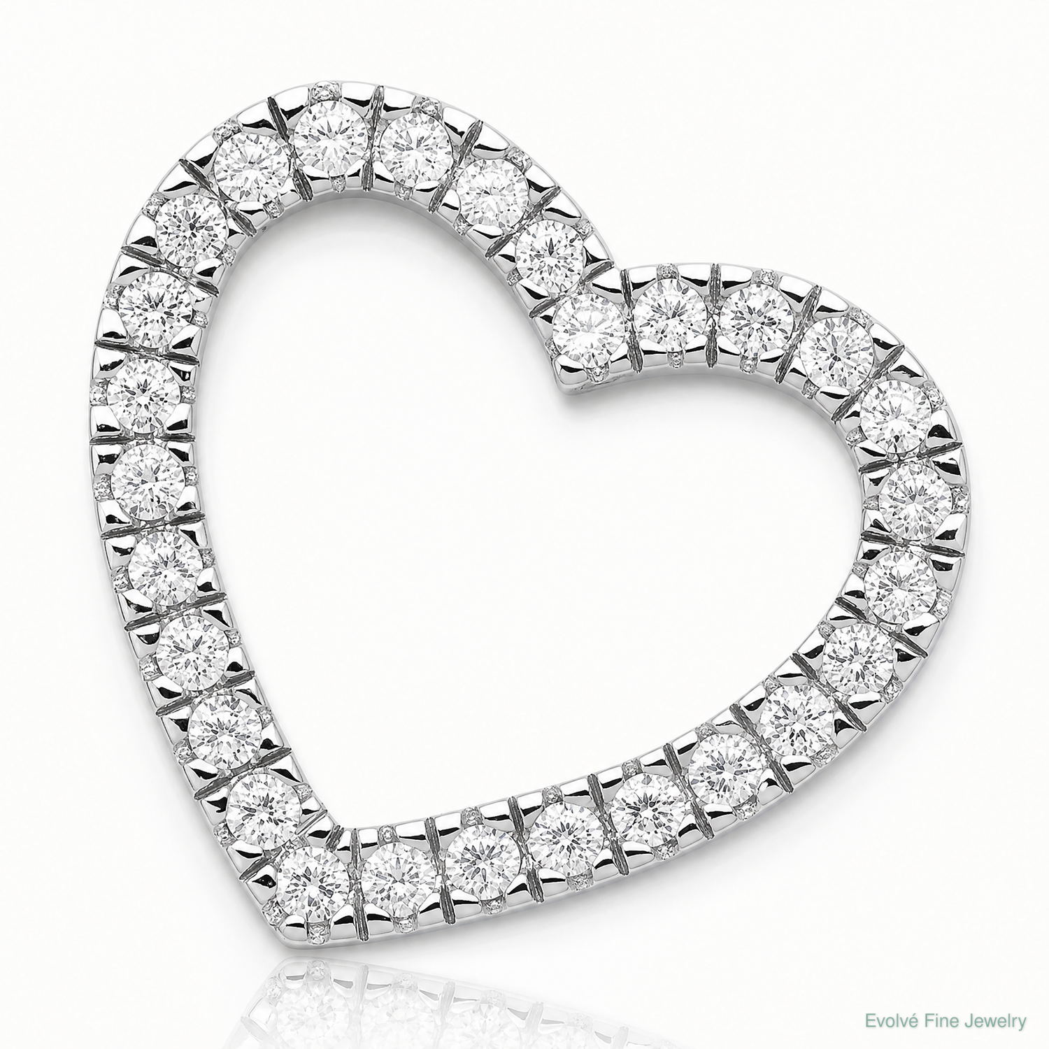 Sterling Silver Rhodium-plated CZ Heart Slide Pendant - Lifestyle View